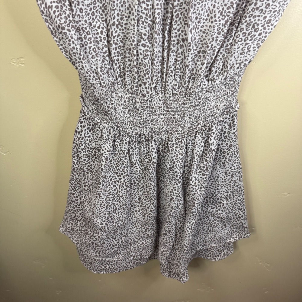 Rails Angelina Sand Cheetah Print‎ Smocked Waist Mini Dress Womens M - Picture 8 of 11